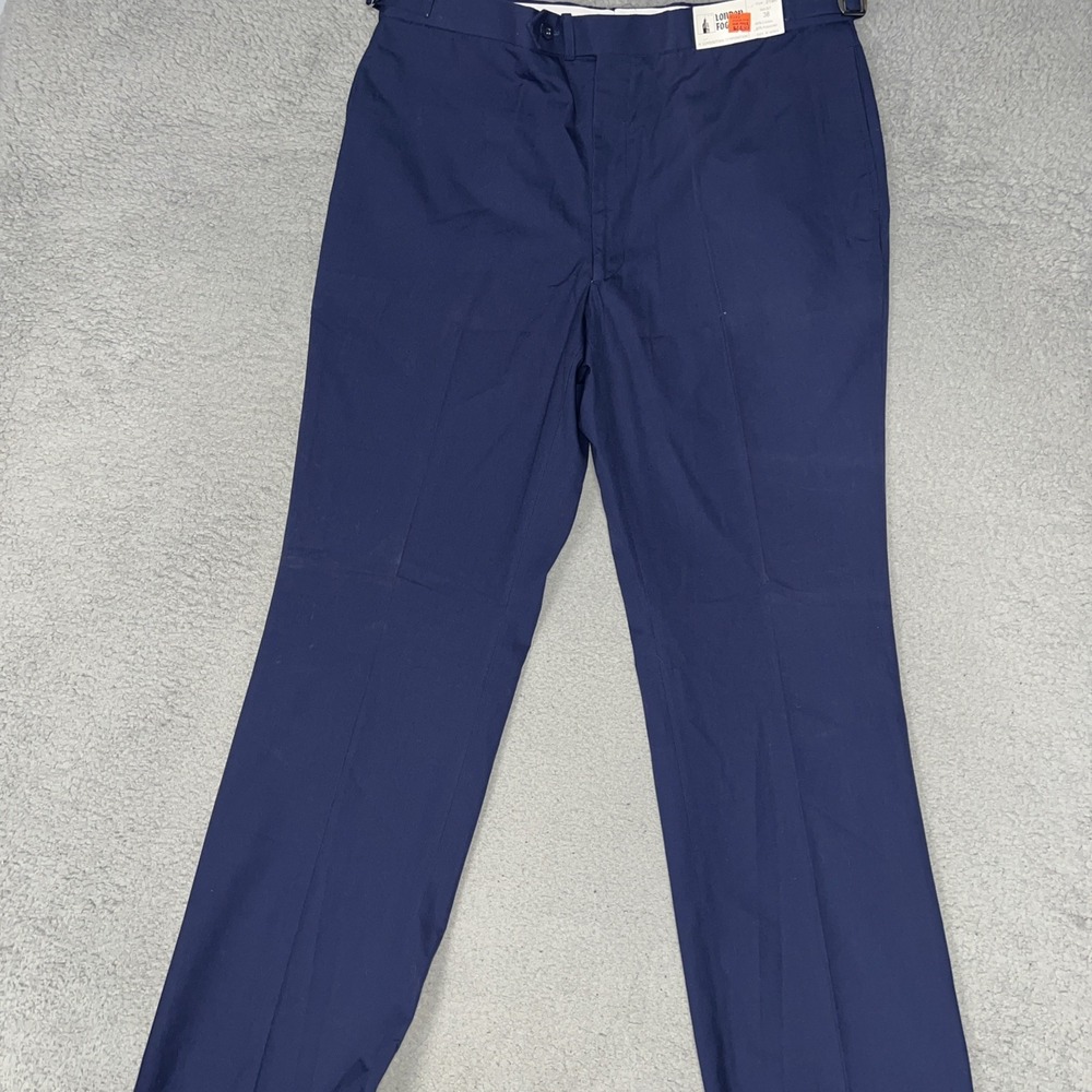 NOS London Fog Dress Pants Men's Sz 38 Blue Flat Front Straight Leg Trousers VTG